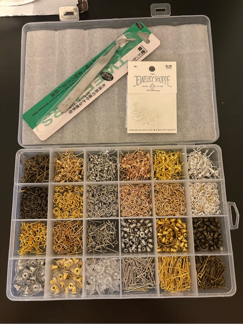 Jewelry Findings Assortment Storage Kit - Gold & Silver